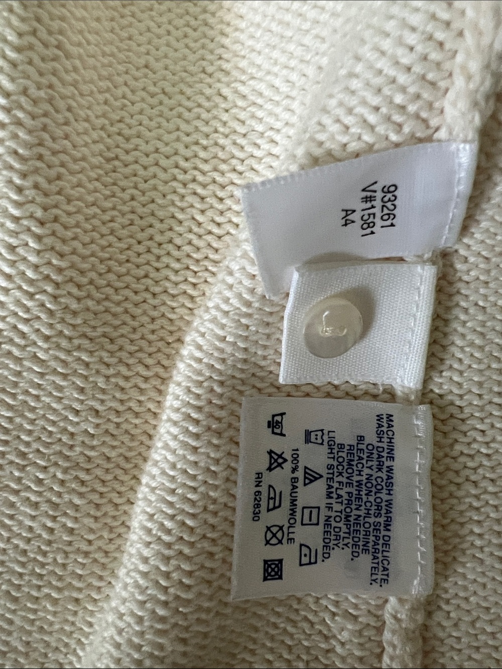 Lands' End Cream π― Cotton Button Cardigan - Picture 4 of 7